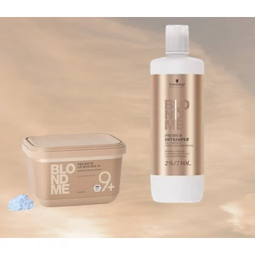 Schwarzkopf Blond Me Premium Lightener 9+ szőkítőpor 450g+ Schwarzkopf Blond Me Előhívó 2% 1000ml