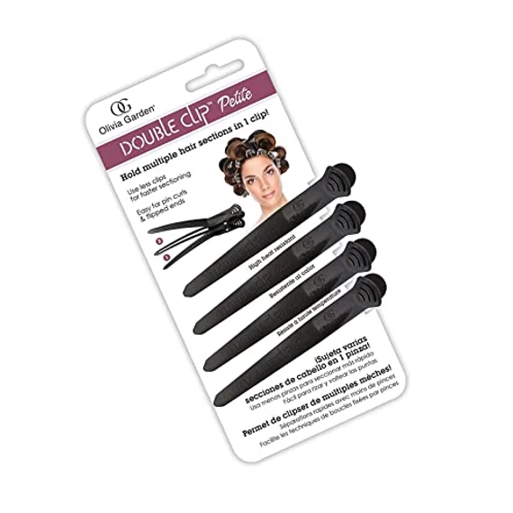 Olivia Garden Double Clip Petite Black 4 Clips DC-3