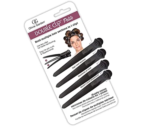 Olivia Garden Double Clip Petite Black 4 Clips DC-3